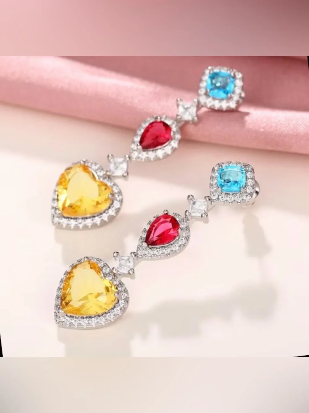 Multi-Color Gemstone Drop Earrings
